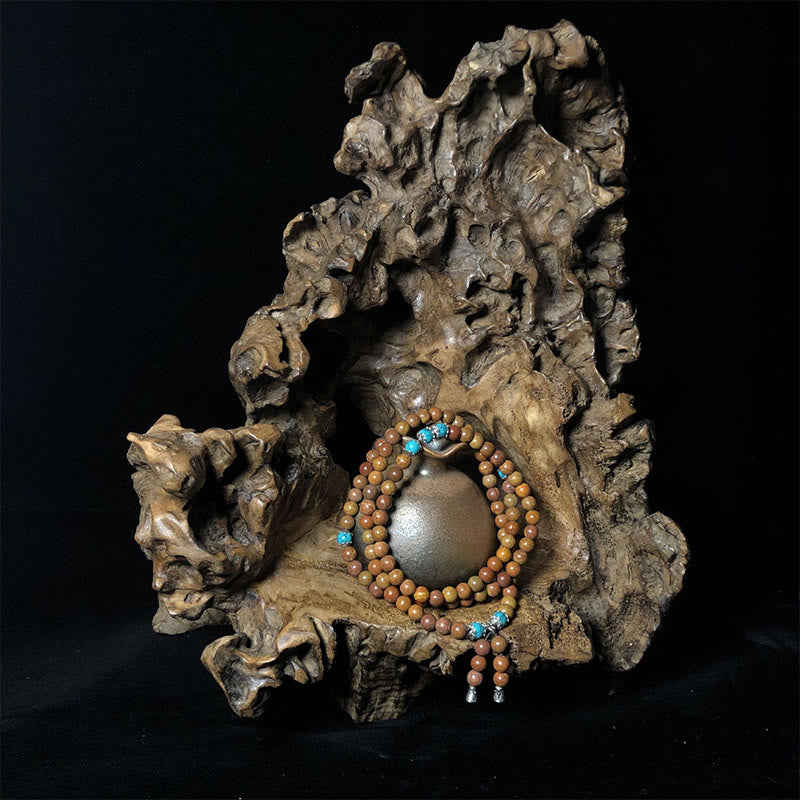 Pulsera curativa de piedra Bian con 108 cuentas de mala de Buda