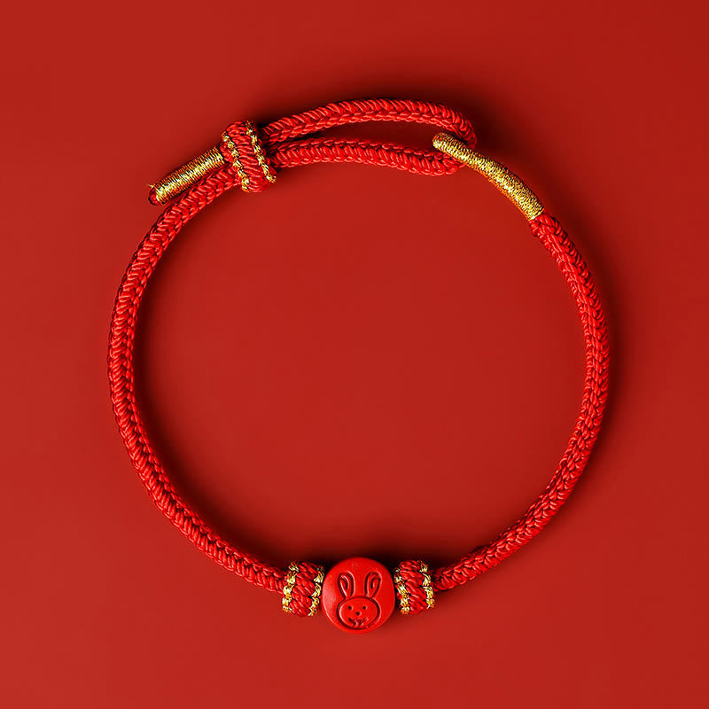 Pulsera de cinabrio con nudo de la paz y ocho hilos de hilo rojo del zodiaco chino con piedras de Buda y protección de la suerte