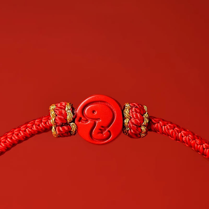 Pulsera de cinabrio con nudo de la paz y ocho hilos de hilo rojo del zodiaco chino con piedras de Buda y protección de la suerte