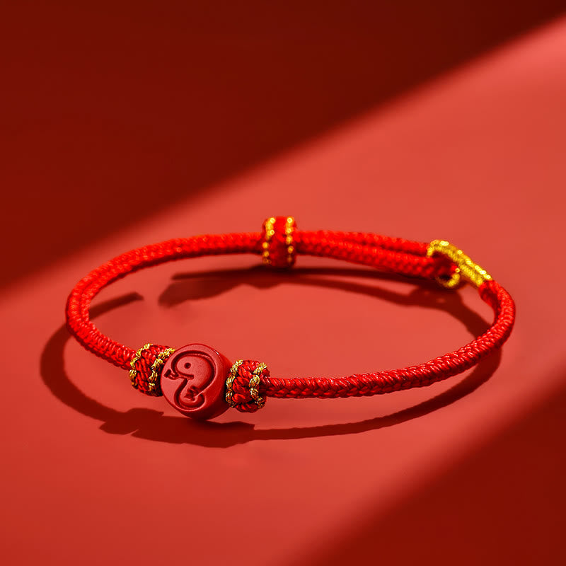 Pulsera de cinabrio con nudo de la paz y ocho hilos de hilo rojo del zodiaco chino con piedras de Buda y protección de la suerte
