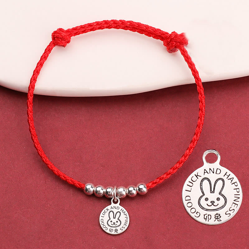 Pulsera protectora de plata de ley 999 con piedras de Buda y zodíaco chino para niños, hilo rojo