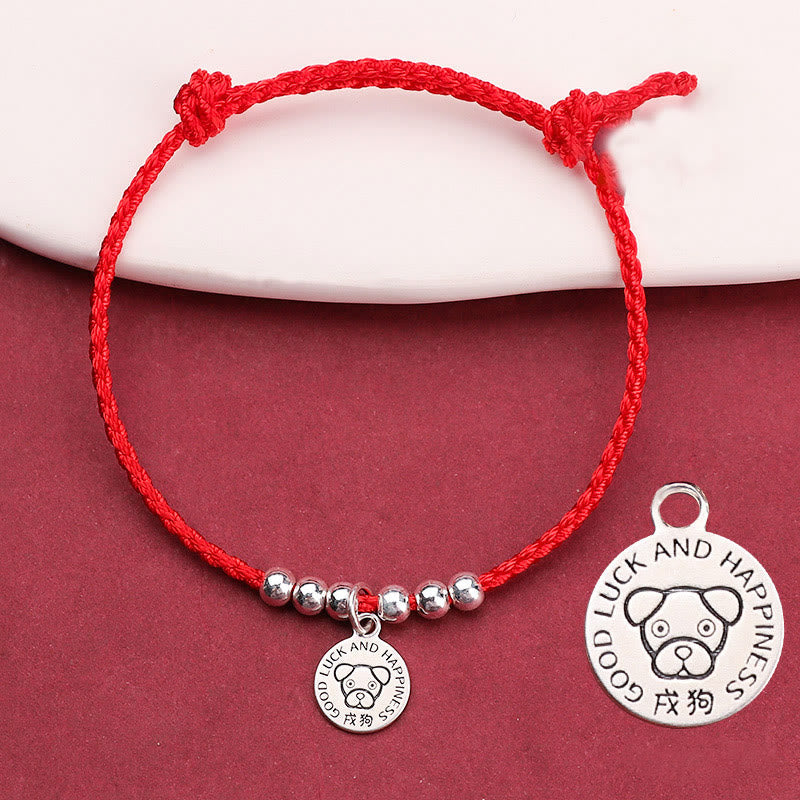 Pulsera protectora de plata de ley 999 con piedras de Buda y zodíaco chino para niños, hilo rojo