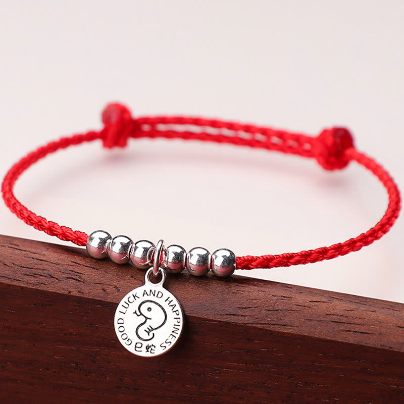 Pulsera protectora de plata de ley 999 con piedras de Buda y zodíaco chino para niños, hilo rojo