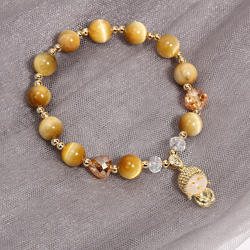 Pulsera de protección de Buda con piedras de Buda, ojo de tigre amarillo y meditación