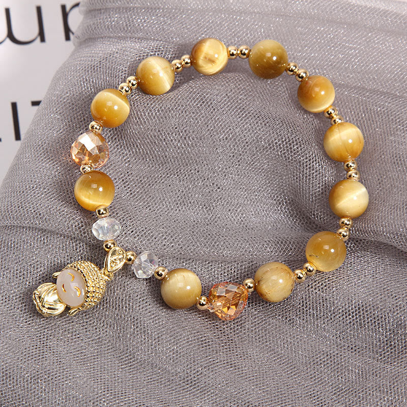 Pulsera de protección de Buda con piedras de Buda, ojo de tigre amarillo y meditación