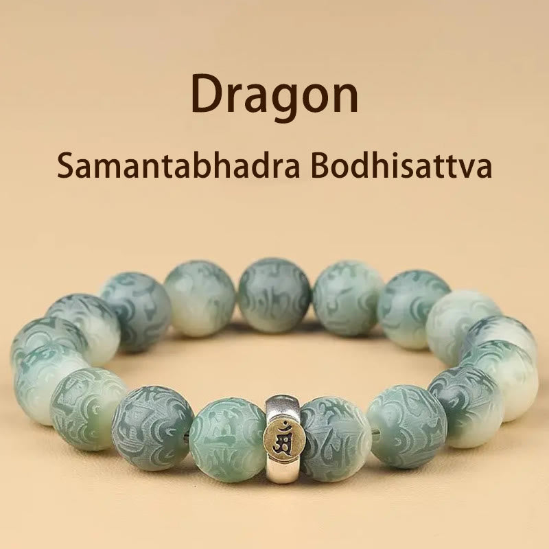 Pulsera de sabiduría grabada con piedras de Buda del zodiaco chino, Buda natal, semilla Bodhi, Om Mani Padme Hum