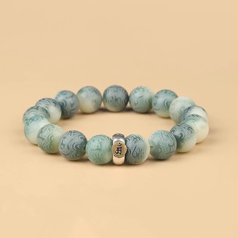Pulsera de sabiduría grabada con piedras de Buda del zodiaco chino, Buda natal, semilla Bodhi, Om Mani Padme Hum