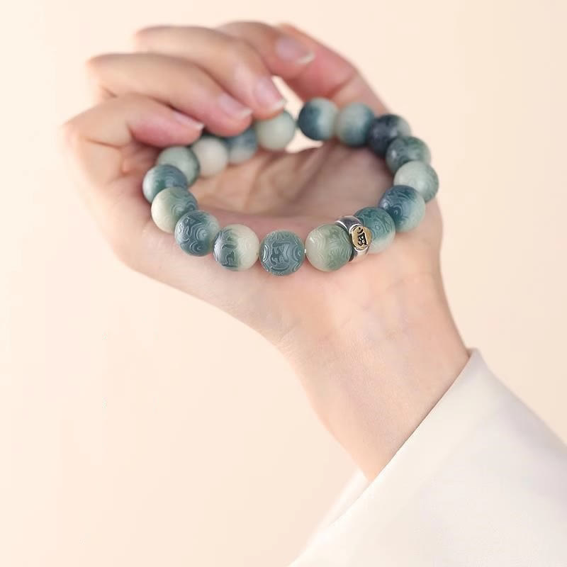 Pulsera de sabiduría grabada con piedras de Buda del zodiaco chino, Buda natal, semilla Bodhi, Om Mani Padme Hum