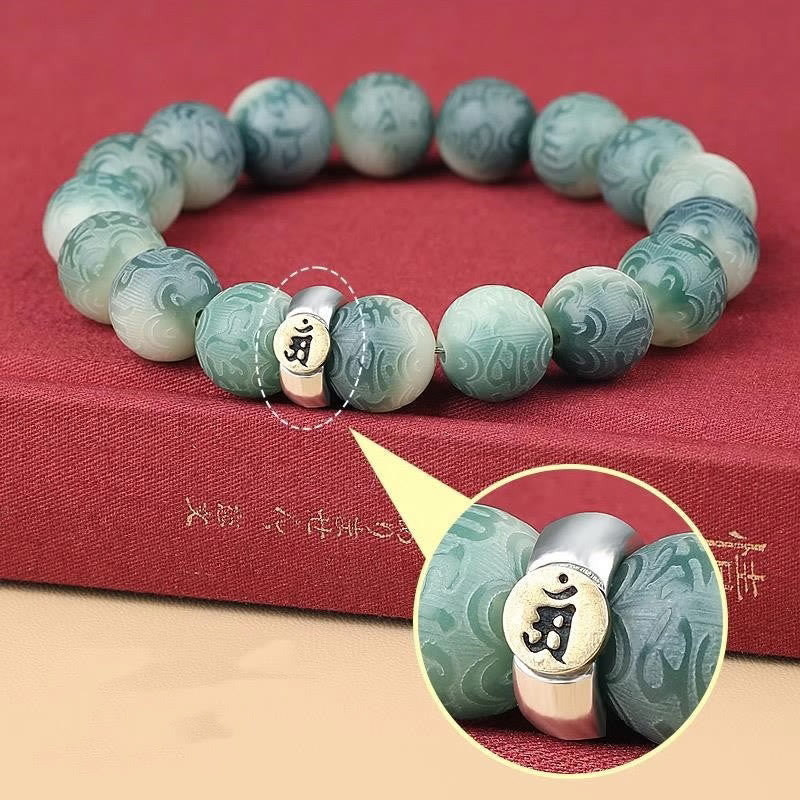 Pulsera de sabiduría grabada con piedras de Buda del zodiaco chino, Buda natal, semilla Bodhi, Om Mani Padme Hum