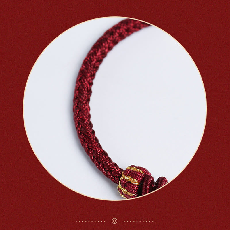 Pulsera de hilo rojo y verde con diseño de vaina de loto y piedras de Buda en plata de ley 999