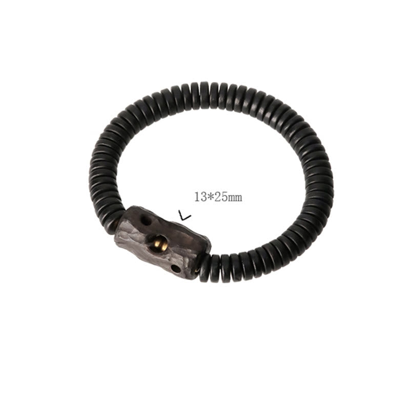Pulsera de equilibrio perforada con piedras de Buda, madera de ébano, cobre y latón