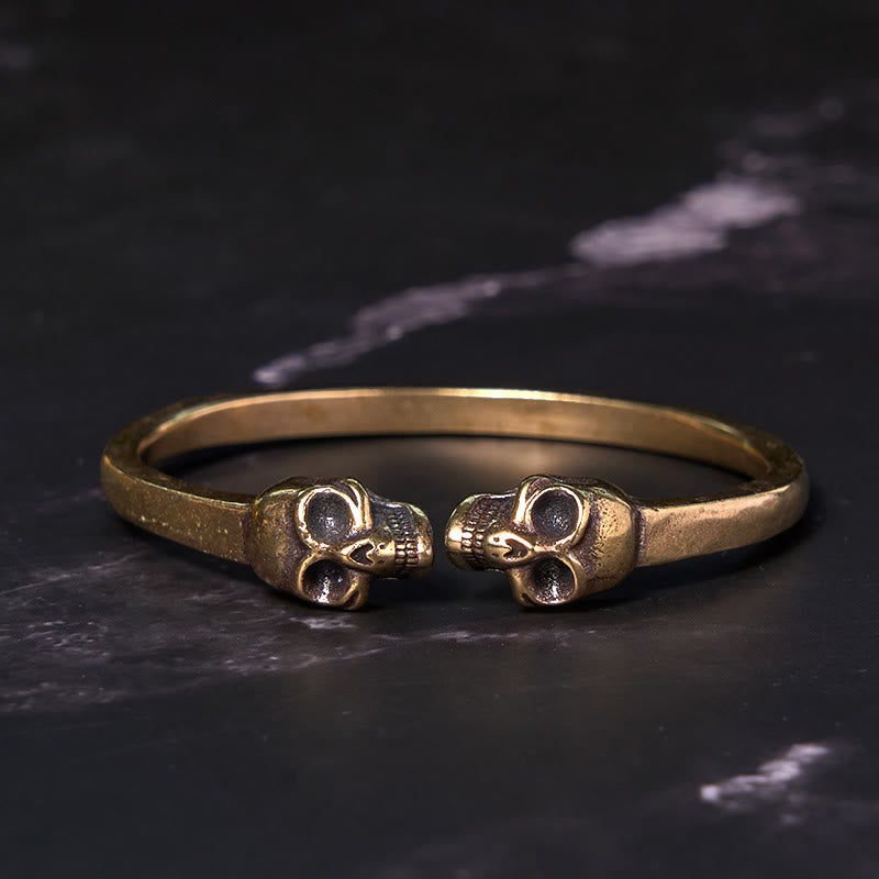 Brazalete con piedras de Buda, el Señor del Bosque Cadáver, cobre, latón, doble calavera, para alejar los malos espíritus.