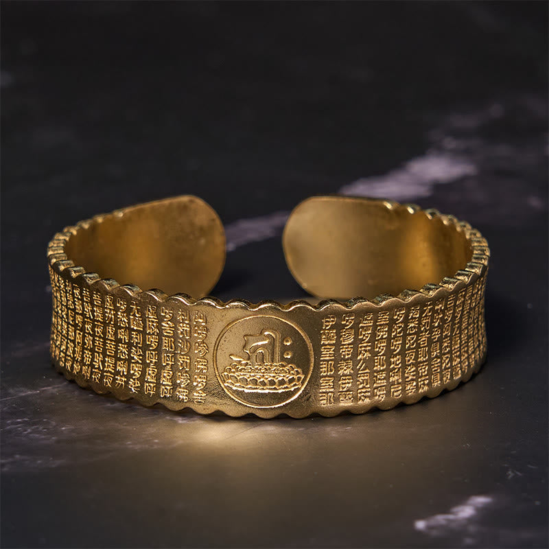 Pulsera de cobre y latón con piedras de Buda, mantra de la gran compasión y la suerte para el autocuidado.