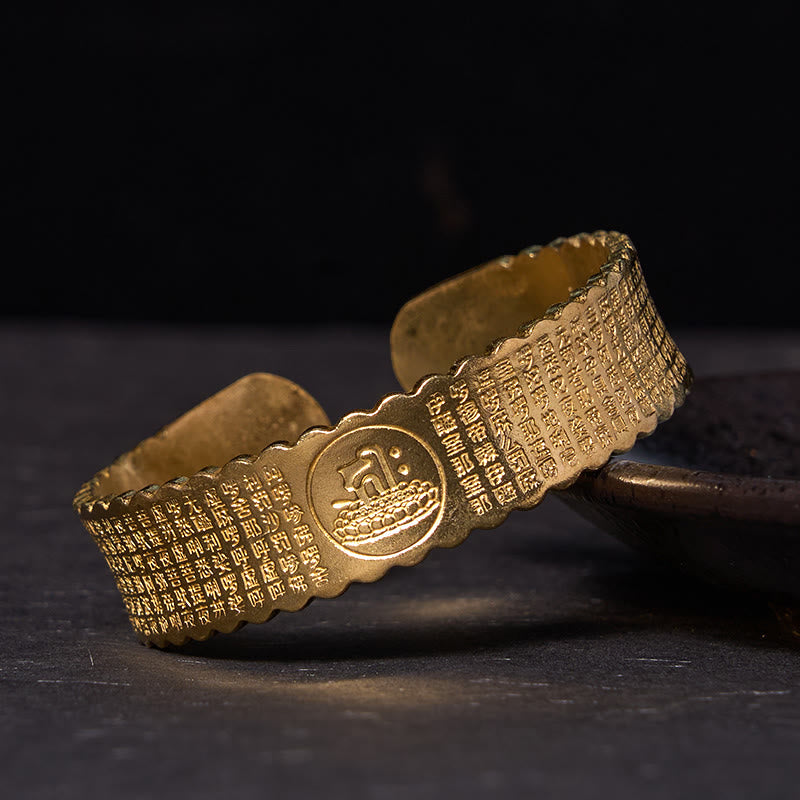 Pulsera de cobre y latón con piedras de Buda, mantra de la gran compasión y la suerte para el autocuidado.