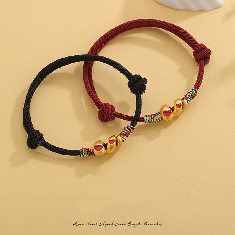 Pulsera trenzada de aleación de cobre con hilo rojo y piedras de Buda para proteger el Año de la Serpiente