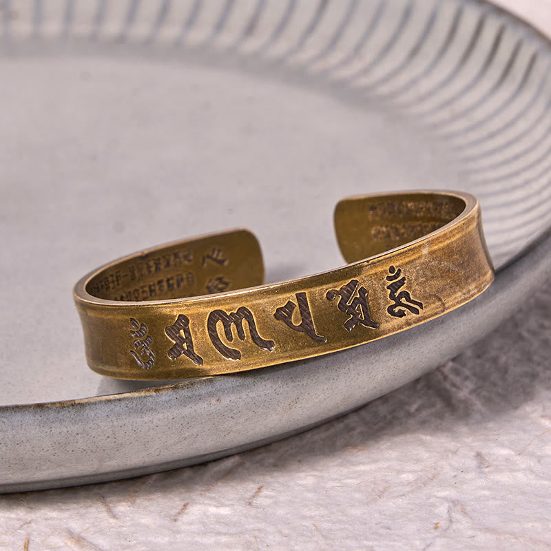 Pulsera de cobre y latón con seis palabras verdaderas de Buda, Om Mani Padme Hum, Sutra del Corazón, paz interior
