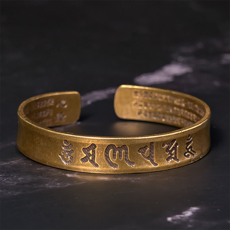 Pulsera de cobre y latón con seis palabras verdaderas de Buda, Om Mani Padme Hum, Sutra del Corazón, paz interior