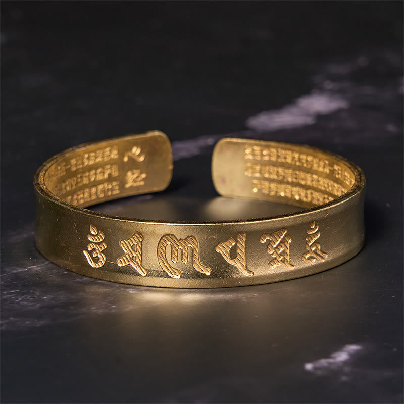 Pulsera de cobre y latón con seis palabras verdaderas de Buda, Om Mani Padme Hum, Sutra del Corazón, paz interior
