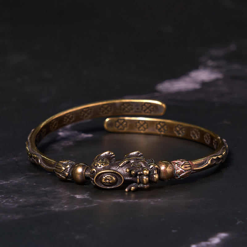 Buddha Steine Pi Xiu Tragen Münze Barren Kupfer Messing Glück Reichtum Armband Armreif