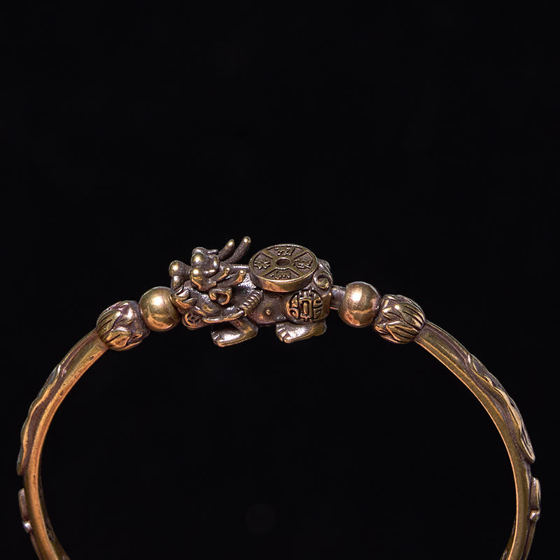Buddha Steine Pi Xiu Tragen Münze Barren Kupfer Messing Glück Reichtum Armband Armreif