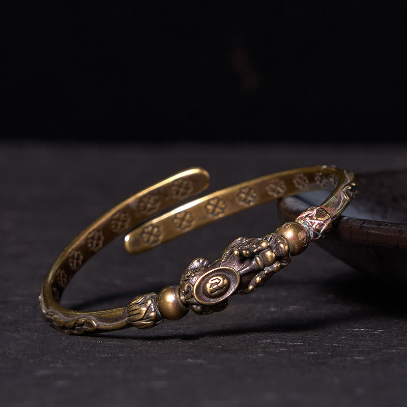 Buddha Steine Pi Xiu Tragen Münze Barren Kupfer Messing Glück Reichtum Armband Armreif