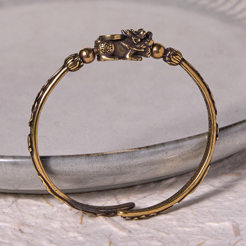 Buddha Steine Pi Xiu Tragen Münze Barren Kupfer Messing Glück Reichtum Armband Armreif