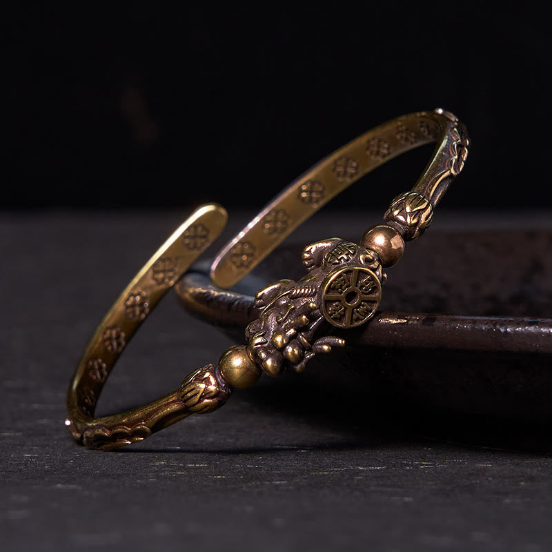 Buddha Steine Pi Xiu Tragen Münze Barren Kupfer Messing Glück Reichtum Armband Armreif