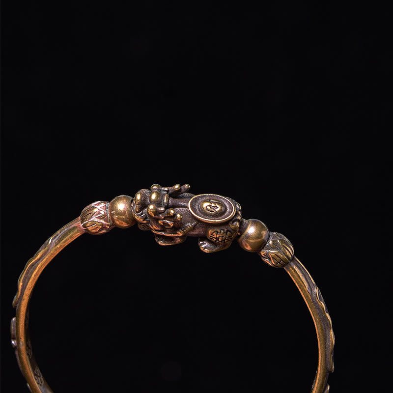 Buddha Steine Pi Xiu Tragen Münze Barren Kupfer Messing Glück Reichtum Armband Armreif