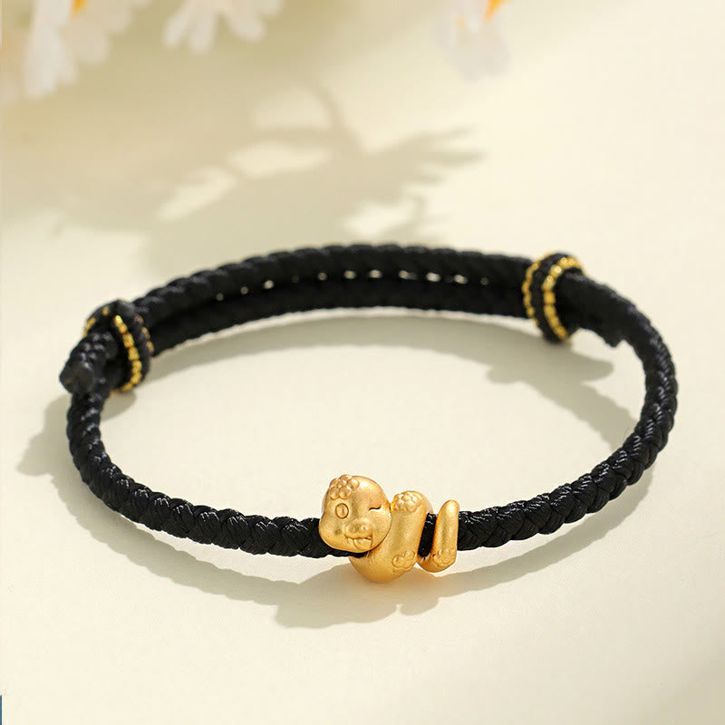 Pulsera trenzada de hilo rojo de la suerte con piedras de Buda, hecha a mano en plata de ley 999, con el Año de la Serpiente