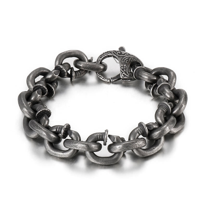 Pulsera de equilibrio de la buena suerte de acero y titanio con remaches cuadrados de piedras de Buda