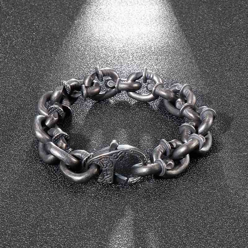 Pulsera de equilibrio de la buena suerte de acero y titanio con remaches cuadrados de piedras de Buda