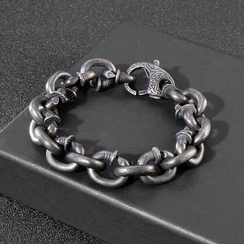 Pulsera de equilibrio de la buena suerte de acero y titanio con remaches cuadrados de piedras de Buda
