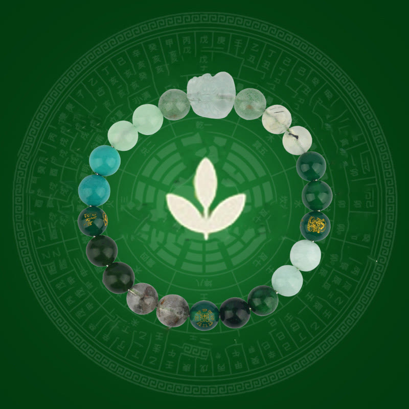 Pulsera de la riqueza Pixiu de ágata de cristal con cinco elementos y piedras de Buda