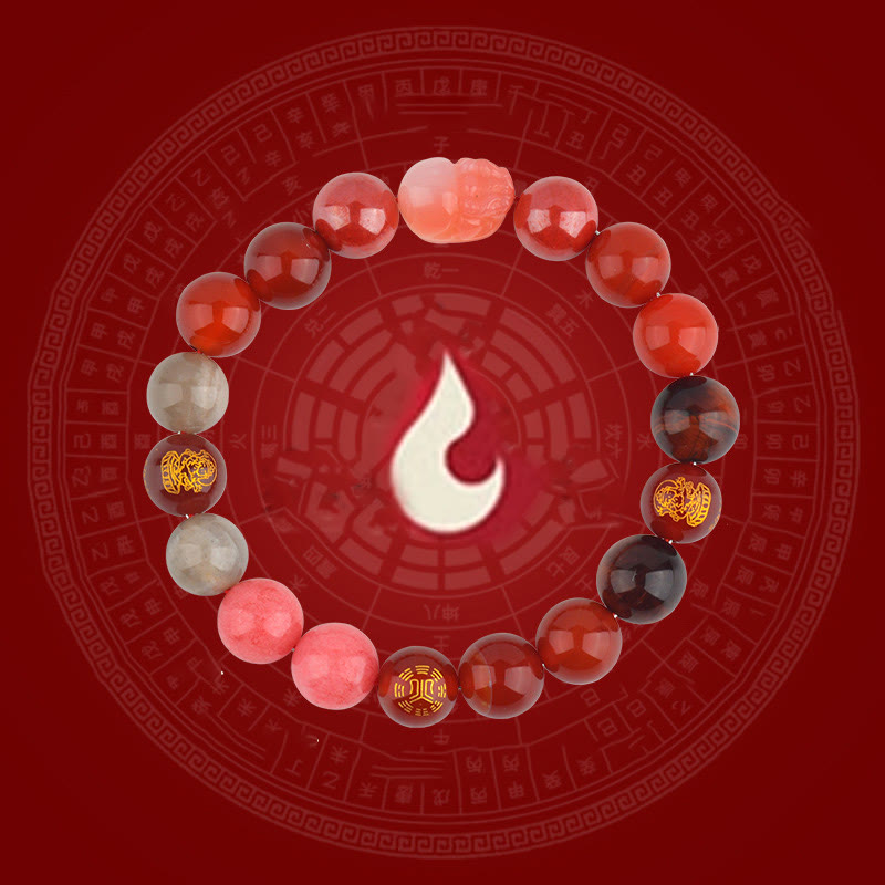 Pulsera de la riqueza Pixiu de ágata de cristal con cinco elementos y piedras de Buda