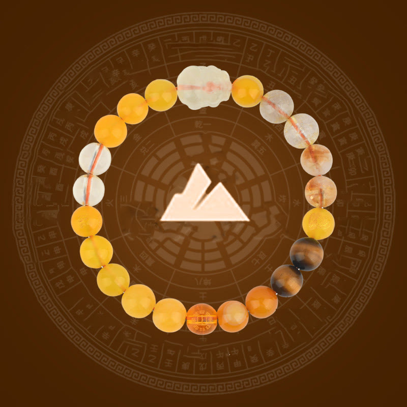 Pulsera de la riqueza Pixiu de ágata de cristal con cinco elementos y piedras de Buda