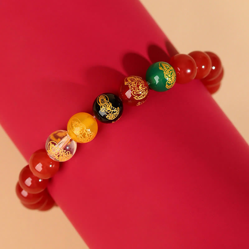 Pulsera de la suerte con piedras de Buda, cinco elementos, ágata y jambhala