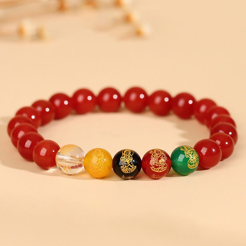 Pulsera de la suerte con piedras de Buda, cinco elementos, ágata y jambhala