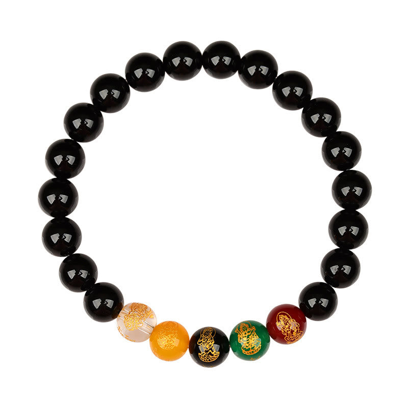 Pulsera de la suerte con piedras de Buda, cinco elementos, ágata y jambhala