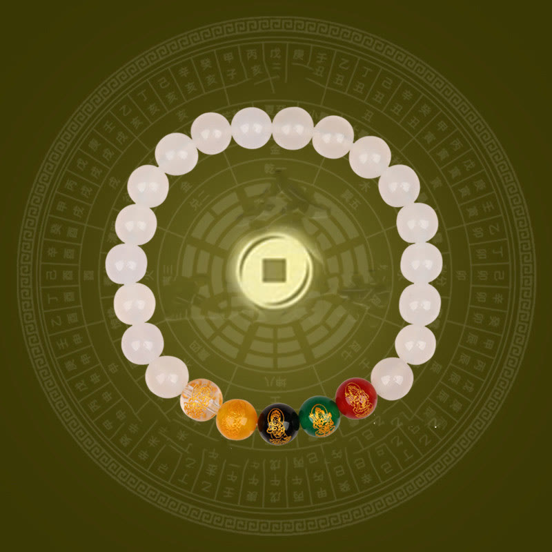 Pulsera de la suerte con piedras de Buda, cinco elementos, ágata y jambhala