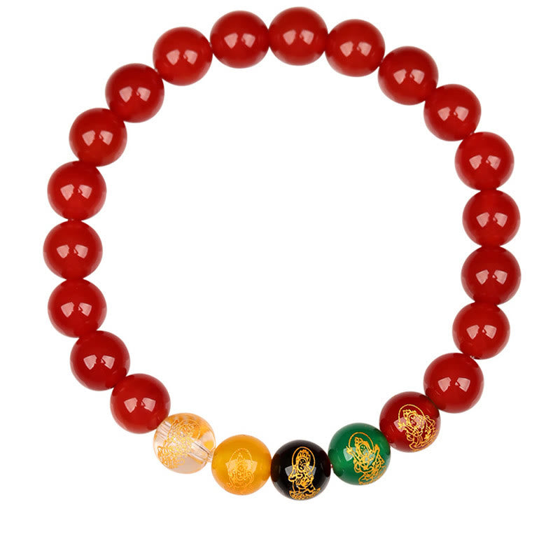 Pulsera de la suerte con piedras de Buda, cinco elementos, ágata y jambhala