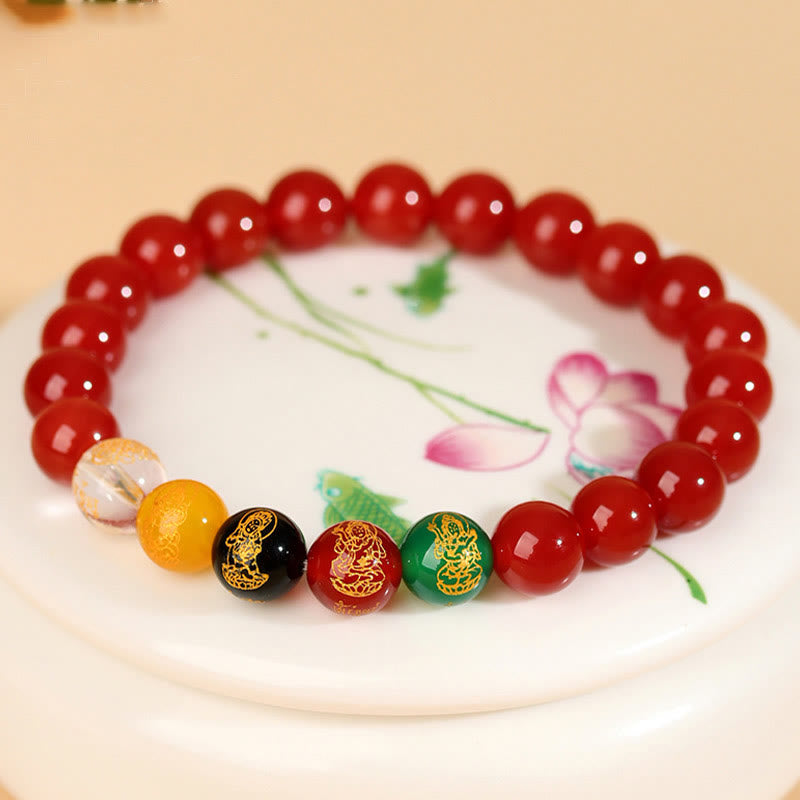 Pulsera de la suerte con piedras de Buda, cinco elementos, ágata y jambhala