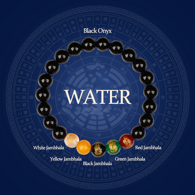 Pulsera de la suerte con piedras de Buda, cinco elementos, ágata y jambhala
