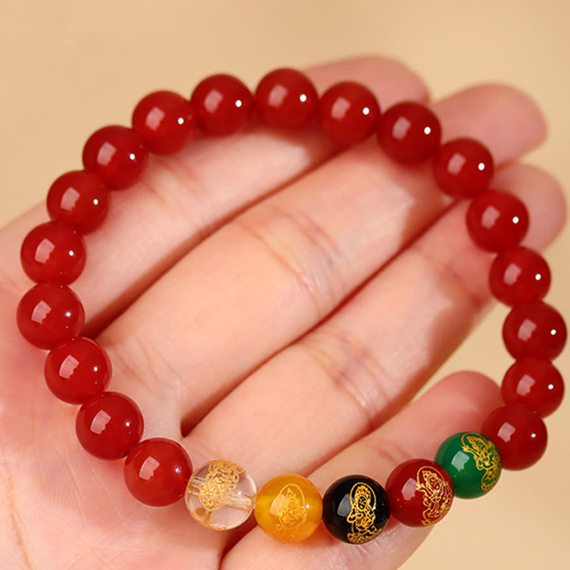 Pulsera de la suerte con piedras de Buda, cinco elementos, ágata y jambhala