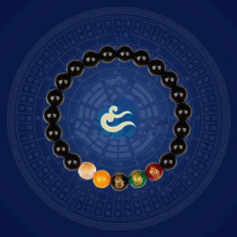 Pulsera de la suerte con piedras de Buda, cinco elementos, ágata y jambhala