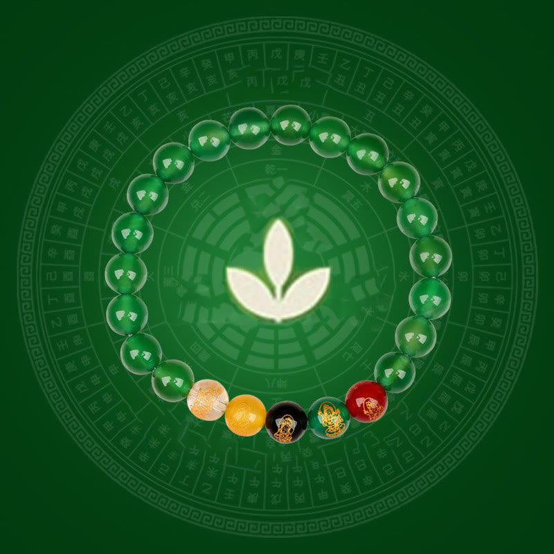 Pulsera de la suerte con piedras de Buda, cinco elementos, ágata y jambhala