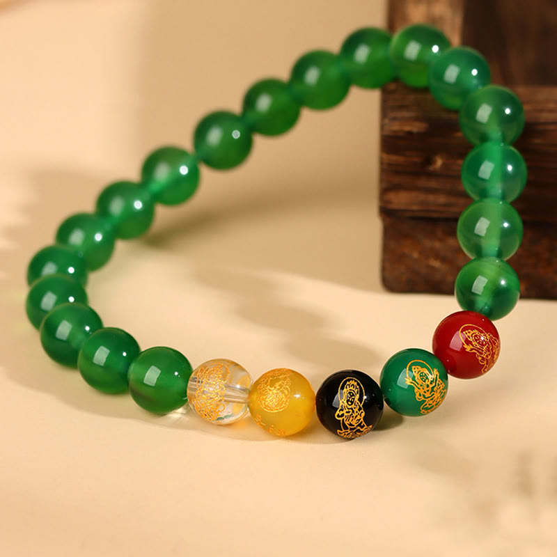 Pulsera de la suerte con piedras de Buda, cinco elementos, ágata y jambhala