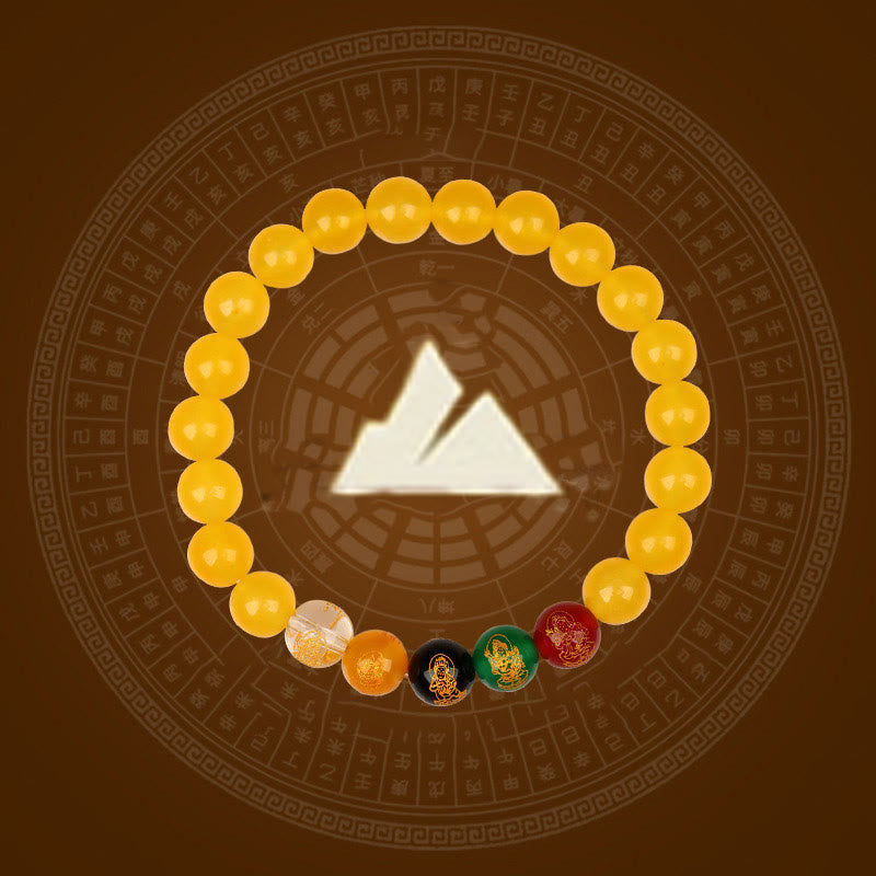 Pulsera de la suerte con piedras de Buda, cinco elementos, ágata y jambhala