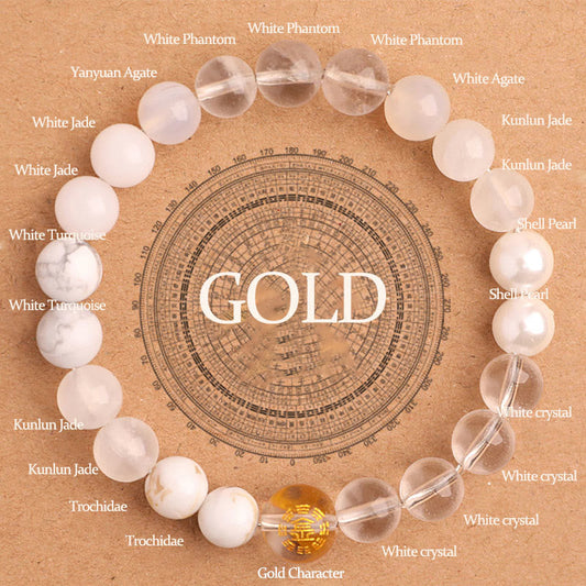 Pulsera de la suerte con piedras de Buda, cinco elementos y ágata variada