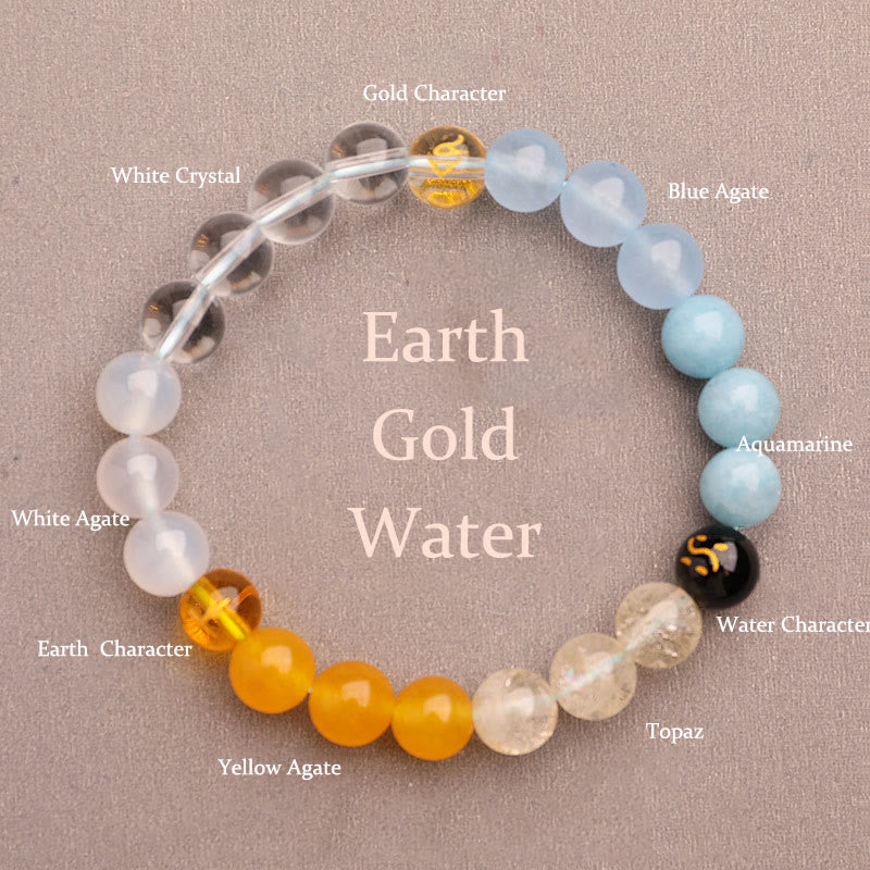 Pulsera de la sabiduría con piedras de Buda, cinco elementos, varios cristales de ágata y piedra solar