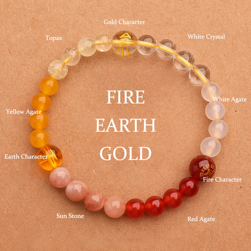 Pulsera de la sabiduría con piedras de Buda, cinco elementos, varios cristales de ágata y piedra solar